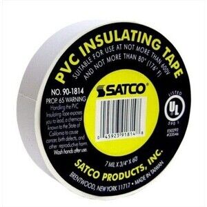 Satco Product 90/1814 Electrical Tape, White, 3/4-Inch by 60-Feet 10 Pack